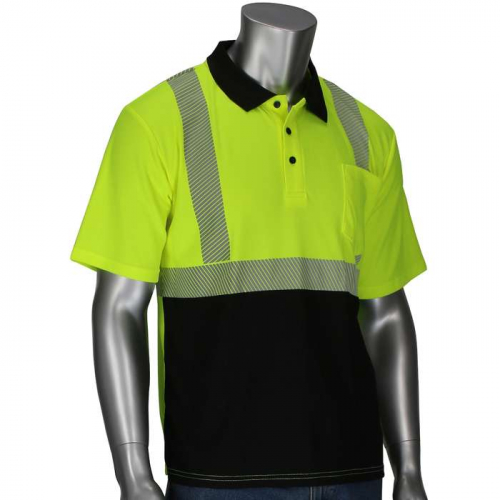 PIP 312-1610B-LY-2X, PIP®, ANSI Type R Class 2 Polo Shirt with Performance Moisture Control Fabric 