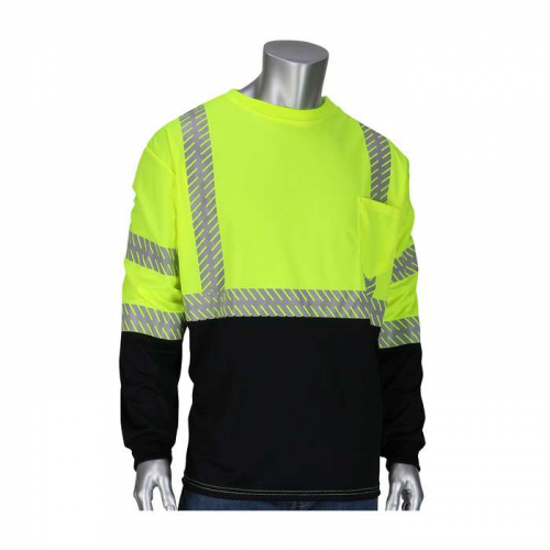 PIP 313-1375B-LY-3X, PIP®, ANSI Type R Class 3 Long Sleeve T-Shirt with 50+ UPF Sun Protection, Bui
