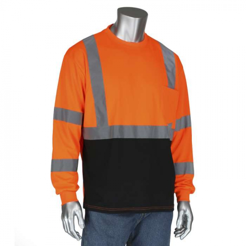 PIP 313-1390B-OR-L, PIP®, ANSI Type R Class 3 Long Sleeve T-Shirt with 50+ UPF Sun Protection and B
