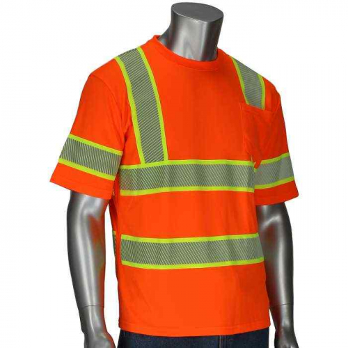 PIP 313-1650-OR-XL, PIP®, ANSI Type R Class 3 Two-Tone Short Sleeve T-Shirt, Hi-Vis Apparel, Hi-Vis
