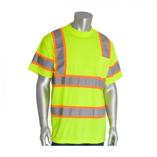 PIP 313-CNTSPLY-3X, PIP®, ANSI Type R Class 3 Two-Tone T-Shirt, Hi-Vis Apparel, Hi-Vis Yellow, 3XL