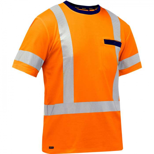 PIP 313M1118H-O-XL, Bisley®, ANSI Type R Class 3 Short Sleeve T-Shirt, Hi-Vis Apparel, Hi-Vis Orang