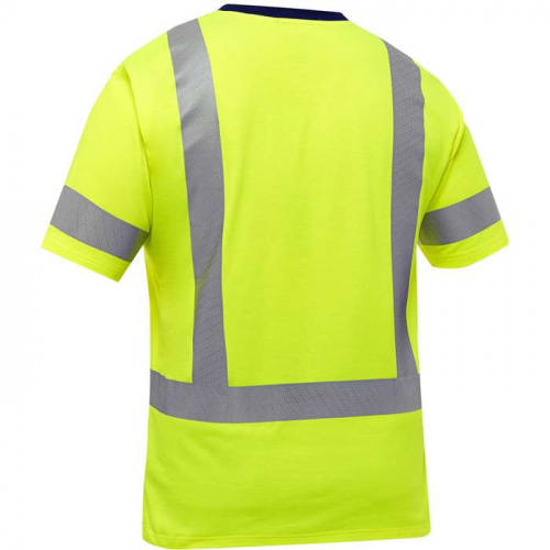 PIP 313M1118H-Y-4X, Bisley®, ANSI Type R Class 3 Short Sleeve T-Shirt, Hi-Vis Apparel, Hi-Vis Yello