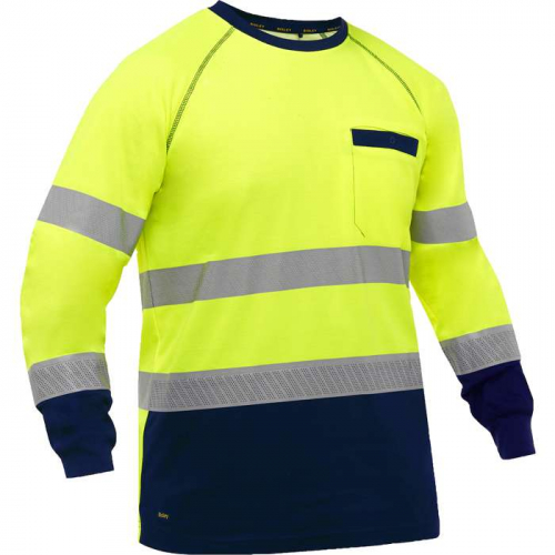 PIP 313M6118T-YN-M, Bisley®, ANSI Type R Class 3 Long Sleeve Shirt with Navy Bottom, Hi-Vis Apparel
