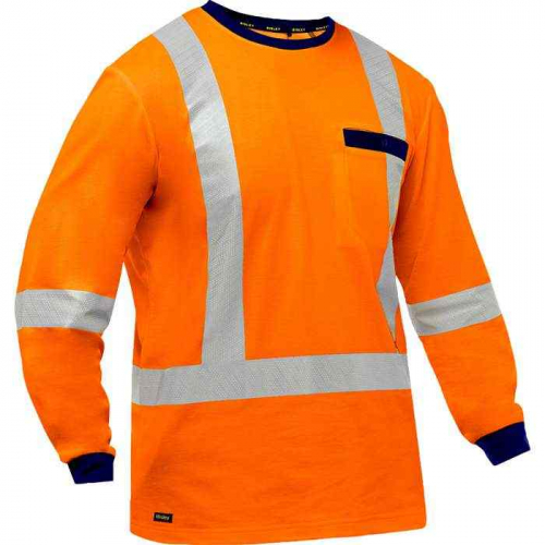 PIP 313M6118X-O-5X, Bisley®, ANSI Type R Class 3 and CSA Z96 Class 2 X-Back Long Sleeve Shirt, Hi-V