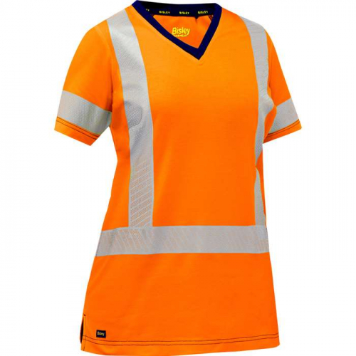 PIP 313W1118H-O-S, Bisley®, ANSI Type R Class 2 Women's Short Sleeve T-Shirt, Hi-Vis Apparel, Hi-Vi