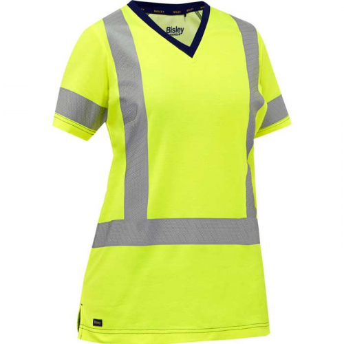 PIP 313W1118H-Y-S, Bisley®, ANSI Type R Class 2 Women's Short Sleeve T-Shirt, Hi-Vis Apparel, Hi-Vi
