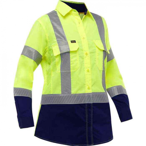 PIP 313W6491H-YN-XL, Bisley®, ANSI Type R Class 2 Women's Long Sleeve Work Shirt with X-Airflow™ 