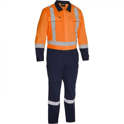 PIP 314M6369H-ON-S, Bisley®, ANSI Type R Class 2 Vented Coverall with Navy Bottom - Industrial Wash