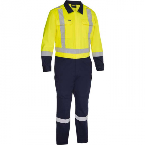 PIP 314M6369H-YN-L, Bisley®, ANSI Type R Class 2 Vented Coverall with Navy Bottom - Industrial Wash