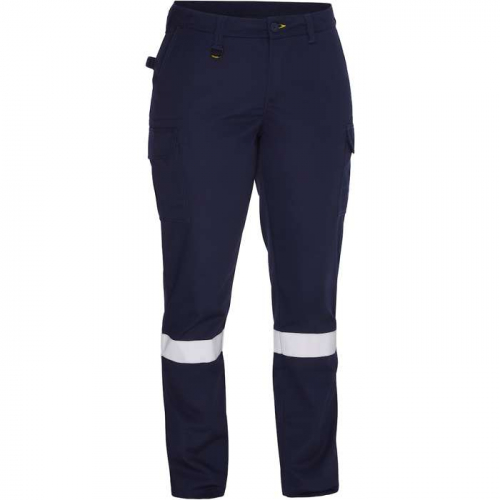 PIP 318W6368T-NV-14R, Bisley®, Women's Navy Taped Cargo Pant - Industrial Wash Durable, Hi-Vis Appa