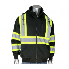 PIP 323-1475X-BK-L, PIP®, ANSI Type O Class 1 and CAN/CSA Z96 Two-Tone X-Back Full Zip Grid Fleece 