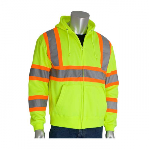 PIP 323-HSSPLY-5X, PIP®, ANSI Type R Class 3 Two-Tone Hoodie, Hi-Vis Cold Gear, Hi-Vis Yellow, 5XL