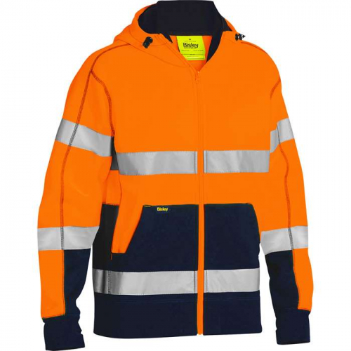 PIP 323M6988T-ORNV-M, Bisley®, ANSI Type R Class 3 Full Zip Hooded Sweatshirt with Sherpa Lining, H