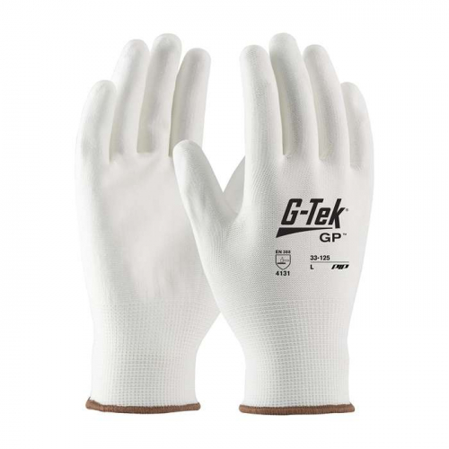 PIP 33-125-L, G-Tek®, Seamless Knit Nylon Blend Glove with Polyurethane Coated Flat Grip on Palm & 