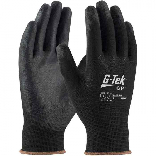 PIP 33-B125-L, G-Tek®, Seamless Knit Nylon Blend Glove with Polyurethane Coated Flat Grip on Palm &