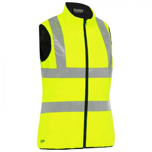 PIP 332W0330H-YEL-S, Bisley®, ANSI Type R Class 2 Women's Contoured Reversible Puffer Vest, Hi-Vis 