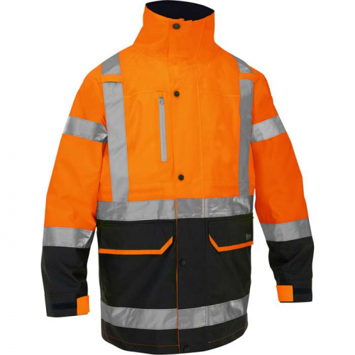 PIP 333M6375H-OR-L, Bisley®, 5-in-1 Class 3 Ripstop Jacket with Zip-Out Class 2 Inner Jacket, Hi-Vi
