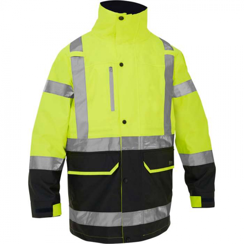 PIP 333M6375H-YL-M, Bisley®, 5-in-1 Class 3 Ripstop Jacket with Zip-Out Class 2 Inner Jacket, Hi-Vi