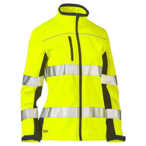 PIP 333W6059T-YLNV-2XL, Bisley®, ANSI Type R Class 2 Women's Contoured Softshell Jacket, Hi-Vis Col