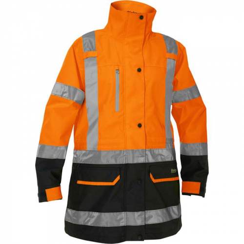 PIP 333W6375H-OR-S, Bisley®, ANSI Type R Class 3 Women's 5-in-1 Jacket with Navy Bottom, Hi-Vis Col