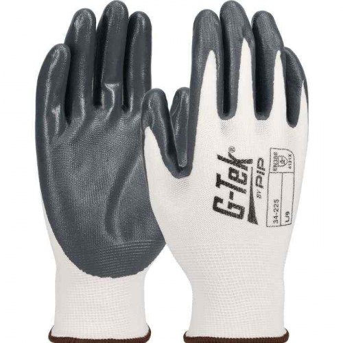 PIP 34-225-L, G-Tek®, Economy Seamless Knit Nylon Glove with Nitrile Coated Smooth Grip on Palm & F