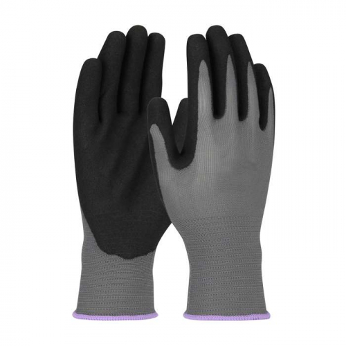 PIP 34-300-S, PIP®, Seamless Knit Polyester Glove with Nitrile Coated MicroSurface Grip on Palm & F