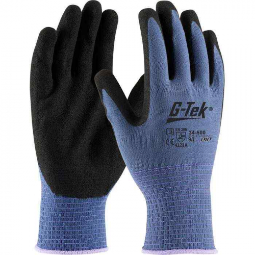 PIP 34-500-L, G-Tek®, Seamless Knit Nylon Glove with Nitrile Coated MicroSurface Grip on Palm & Fin