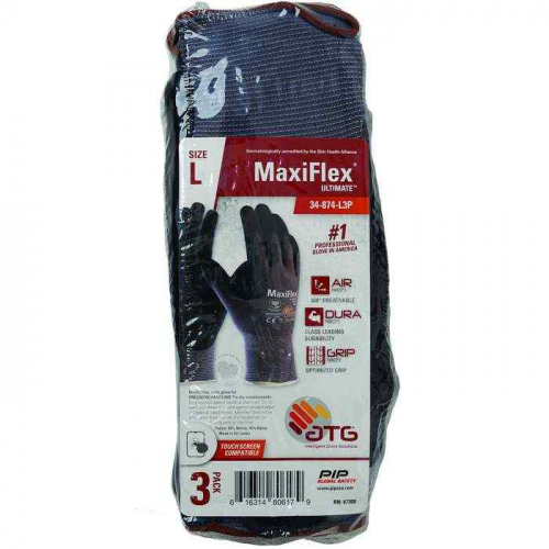 PIP 34-874-XL3P, MaxiFlex® Ultimate™, Seamless Knit Nylon/Elastane Glove with Nitrile Coated Micr