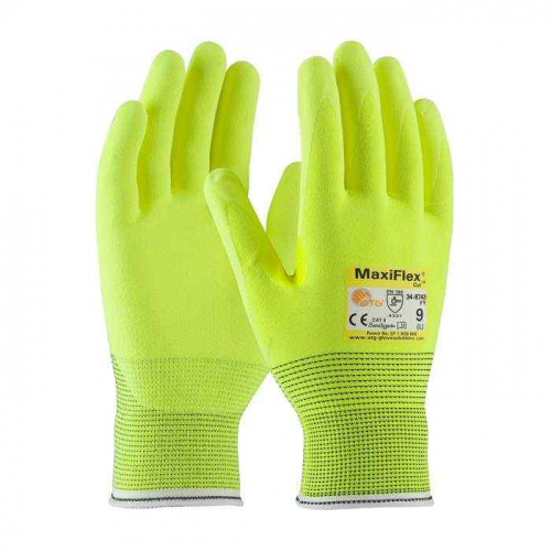 PIP 34-8743FY-M, MaxiFlex® Cut™, Hi-Vis Seamless Knit Engineered Yarn Glove with Premium Nitrile 