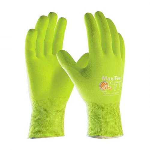 PIP 34-874FY-XL, MaxiFlex® Ultimate™, Hi-Vis Seamless Knit Nylon/Elastane Glove with Nitrile Coat