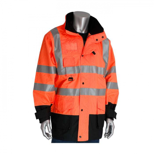 PIP 343-1756-OR-5X, PIP®, ANSI Type R Class 3 7-in-1 All Conditions Coat with Inner Jacket and Vest