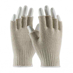 PIP 35-C119-L, PIP®, Medium Weight Seamless Knit Cotton/Polyester Glove - Natural with Half-Finger,
