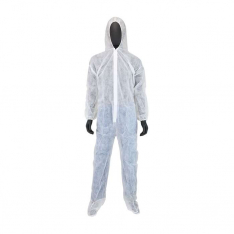 PIP 3509-L, PIP®, Standard Weight 20GSM SBP Coverall with Hood & Boot, Disposable Clothing, White, 