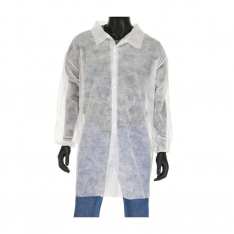 PIP 3512-L, PIP®, Standard Weight 20GSM SBP Lab Coat with Elastic Wrist - No pocket, Disposable Clo