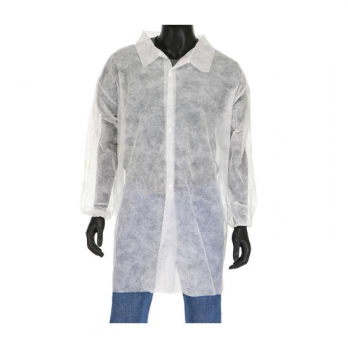 PIP 3512-XXL, PIP®, Standard Weight 20GSM SBP Lab Coat with Elastic Wrist - No pocket, Disposable C