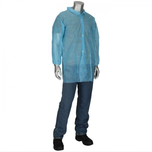 PIP 3512LB-4XL, PIP®, Standard Weight 20GSM SBP Lab Coat, Disposable Clothing, Light Blue, 4XL