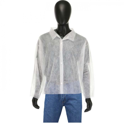 PIP 3515-XXXL, PIP®, Standard Weight 20GSM SBP Shirt - Snap Front, Disposable Clothing, White, 3XL