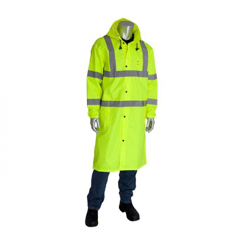 PIP 353-1048-LY-5X, Viz™, ANSI Type R Class 3 Value All Purpose 48 Raincoat, Hi-Vis Rainwear, Hi-V