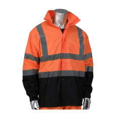 PIP 353-1200OR-2X-3X, Viz™, ANSI Type R Class 3 Value All Purpose Waterproof Jacket with Black Bot