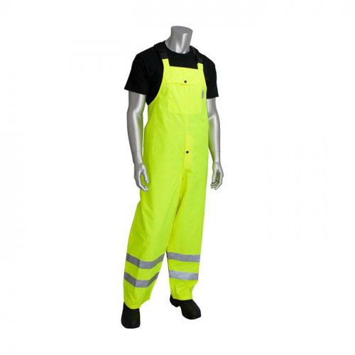 PIP 353-2001-LY-XL, VizPLUS™, ANSI Class E Heavy Duty Waterproof Breathable Bib, Hi-Vis Rainwear, 