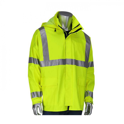 PIP 355-2500AR-LY-3X, PIP®, AR/FR ANSI Type R Class 3 Heavy Duty Waterproof Breathable Jacket, Rain