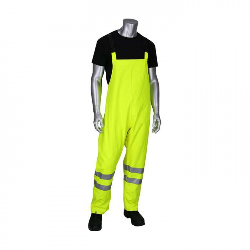 PIP 355-2501AR-LY-2X, PIP®, AR/FR ANSI Class E Heavy Duty Waterproof Breathable Bib, Rainwear, Hi-V
