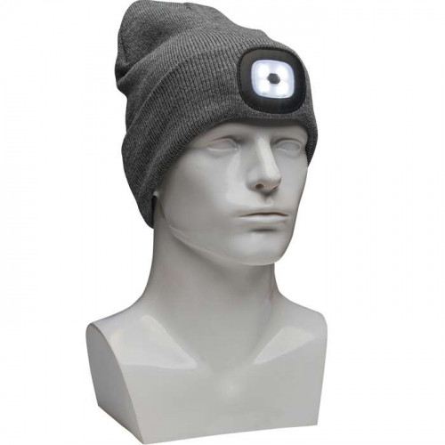 PIP 360-LED-GR, PIP®, Winter Beanie Cap with LED light, Winter Caps & Liners, Gray, OS
