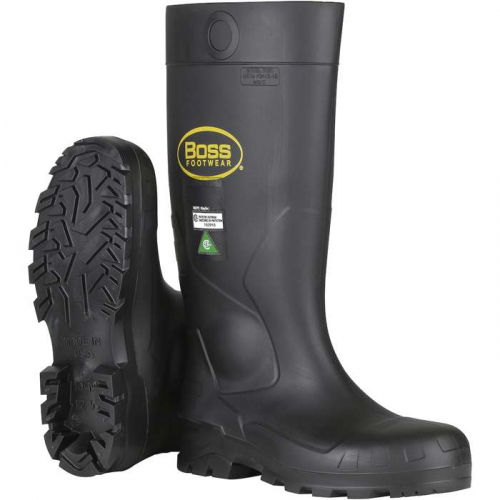 PIP 383-820-6, Boss® Footwear, Black PVC Full Safety Steel Toe and Midsole Boot, Over-the-Sock Boot