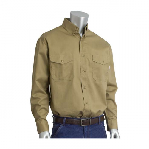 PIP 385-FRWS-KH-XL, PIP®, AR/FR Dual Certified Long Sleeve Workshirt - 9.2 cal/cm2, FR Clothing, Ta