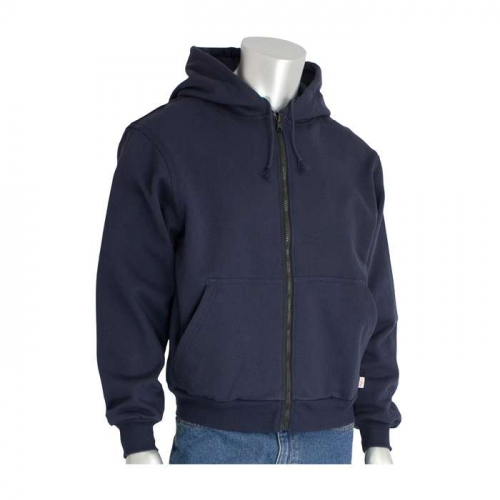 PIP 385-FRZH-NV-L, PIP®, AR/FR Fleece Zip Hoodie, FR Clothing, Navy, L