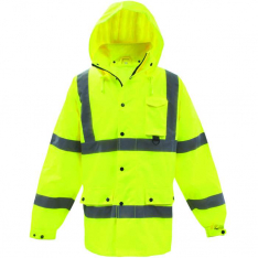 PIP 3NR60002X, Boss, ANSI Type R Class 3 Heavy Duty Waterproof Breathable Jacket, Hi-Vis Rainwear,