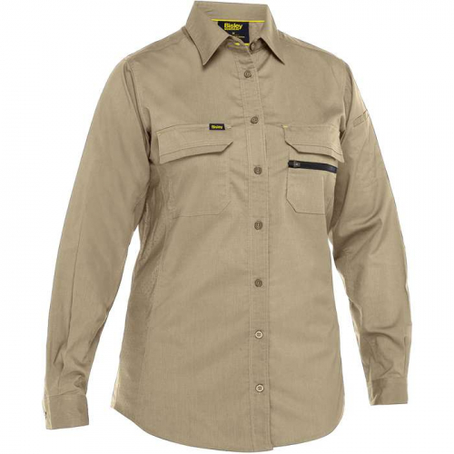 PIP 400W6490-TN-3XL, Bisley®, Women's Long Sleeve Ripstop Work Shirt with X-Airflow™ Ventilation,