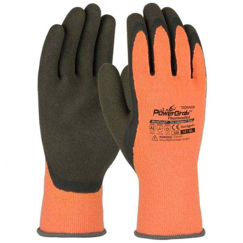 PIP 41-1328-L, PowerGrab™ Thermodex, Hi-Vis Seamless Knit Glove with Latex MicroFinish Grip on Pal